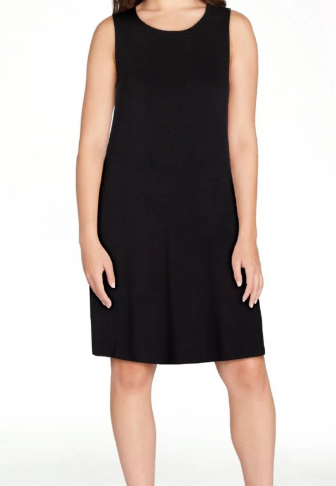 Time and Tru Women's Sleeveless Knit Dress Pockets L (12-14) Black