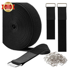 1.5" X16Ft Hook and Loop Straps, Long Adjustable Fastening Straps with 15 Metal