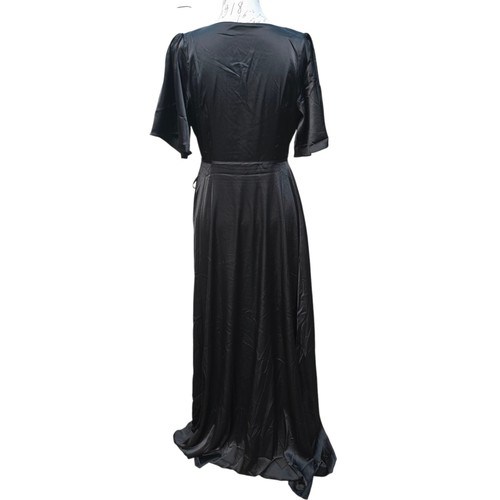 Baltic Born NWOT Vara Satin Maxi Wrap Dress Black Evening Cocktail Size Small - Picture 5 of 12