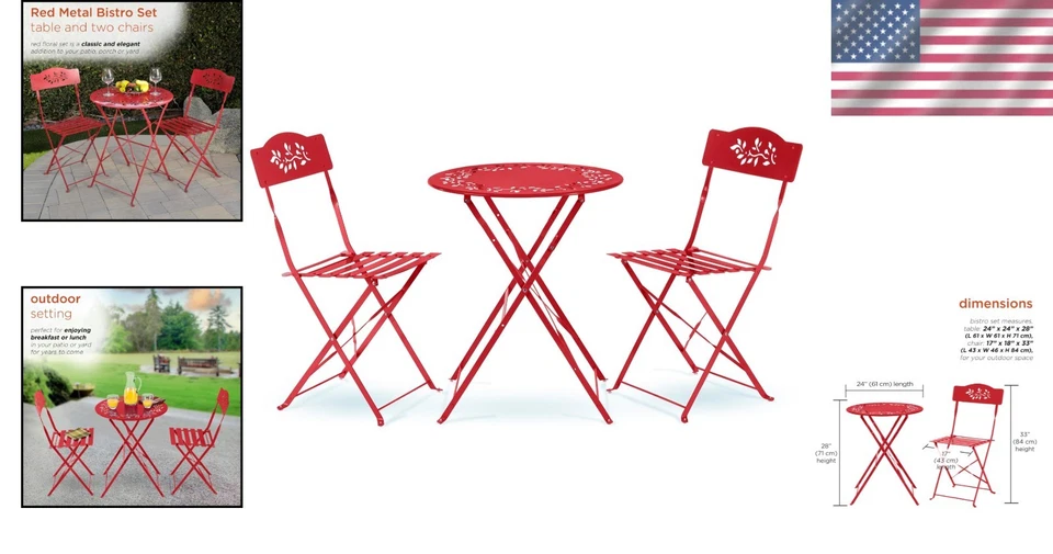 Resilient Red Bistro Set - Easy to Maintain, Indoor/Outdoor - Image 2 of 4