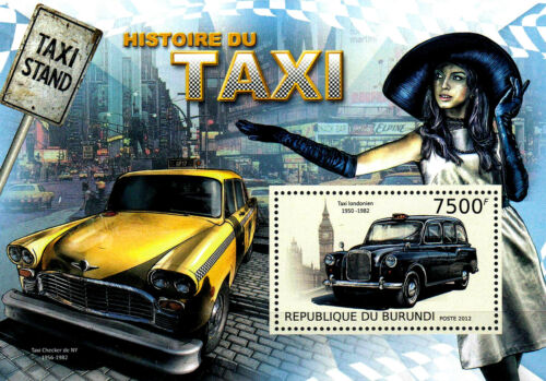 Block MNH Taxi Vintage Austin fx4 London Hackney Taxi and New York Checker Cab - Picture 1 of 1