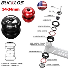 34mm 1-1/8" Threadless MTB Road Bike Bicycle Sealed External Bearing Headset Set