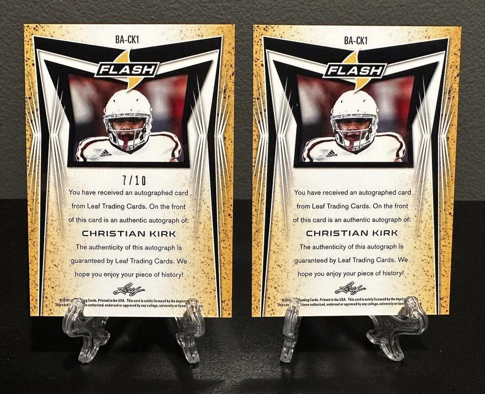 LOT (2) 2018 Leaf Flash CHRISTIAN KIRK Autos #/10 Orange Prismatic & Silver🔥RC - Image 2 of 2