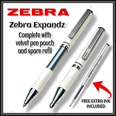 Zebra Expandz PERLWEISS Druckkugelschreiber 1,0 mm Schwarze Tinte + Etui INC