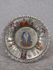 Vintage Egyptian King Tut Themed Cut Metal Wall or Free Standing Display Plate