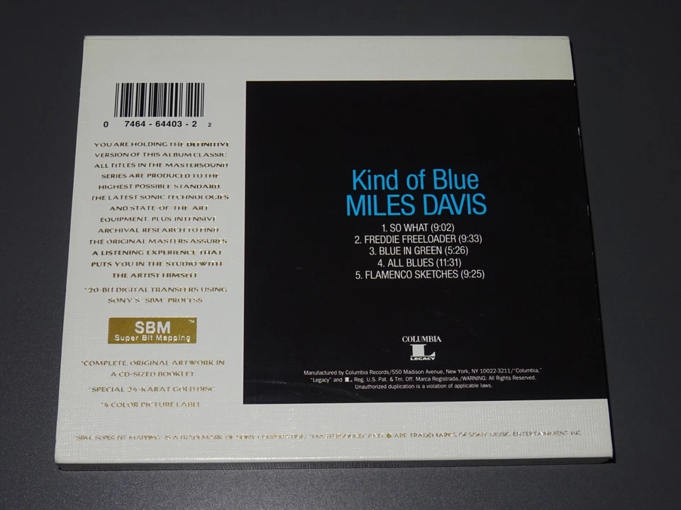 MILES DAVIS - KIND OF BLUE / SBM 24-KARAT-GOLD-CD (MASTER SOUND) CD MINT- - Bild 2 von 3