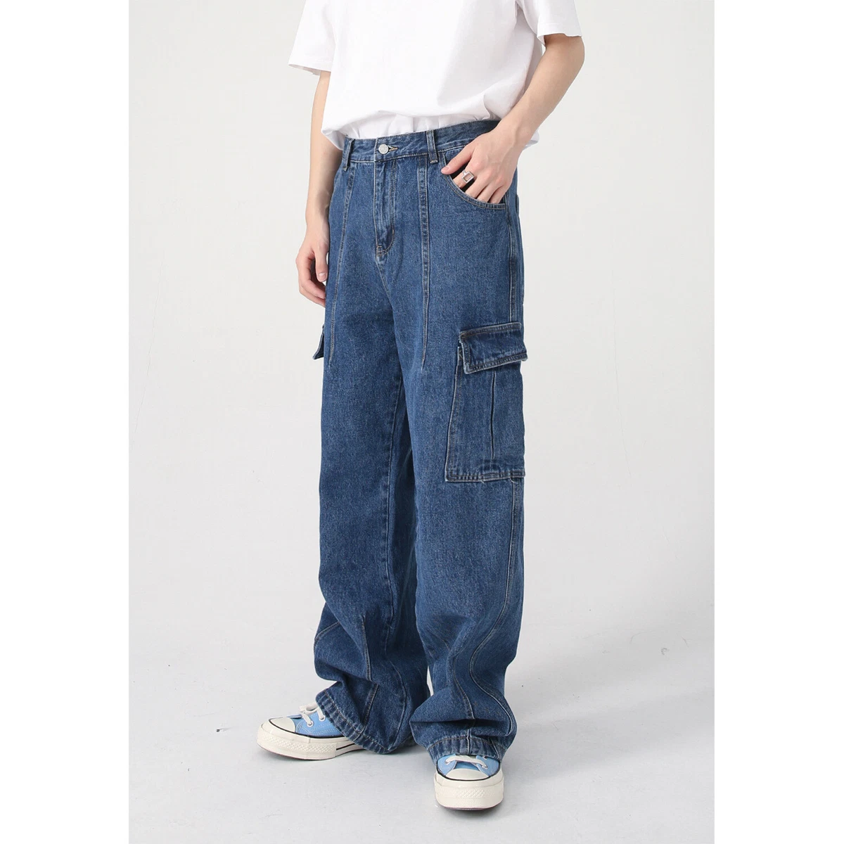 Buy Men's Hip Hop Blue Baggy Cargo Jeans Online