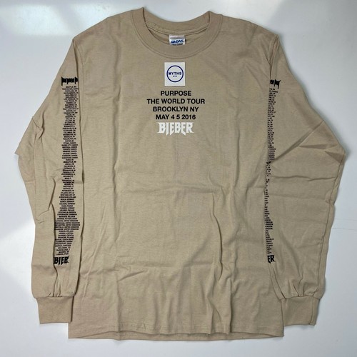 Camiseta manga larga Justin Bieber Purpose Tour Merch - beige bronceado - talla S M - VFILES | eBay