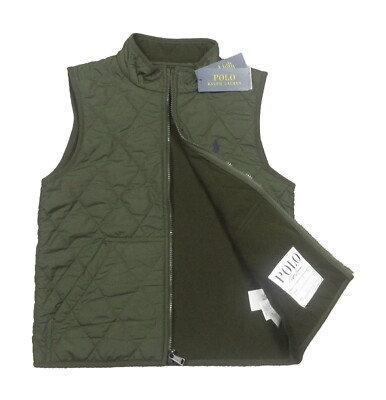 Polo Ralph Lauren Boys Company Olive Green Water Resistant Quilted Vest 