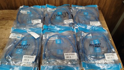 One Lot: Ten 1 Ft. Cat5E Ethernet Pure copper blue patch cords Gold Plated RJ45