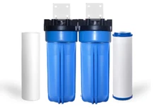 2 STAGE WHOLE HOUSE WATER FILTER SYSTEM 3/4" FPNT | 3.5" x 10" - KDF 55 Sediment