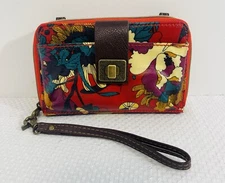 Sakroots Smartphone Wrist Wallet Red Floral *crossbody Strap Is Missing! *pics