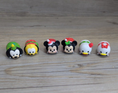 Christmas Mickey/Minnie Donald/Daisy Goofy Pluto Disney TSUM TSUM 6 Figure Lot