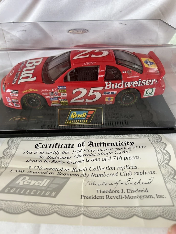 Revell 1:24 Diecast Nascar Ken Schrader Bud Budweiser Red Monte Carlo #25 Case - Image 2 of 4