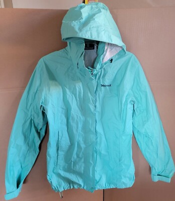 Marmot Precip Womens Large Green Shell Full Zip Hooded