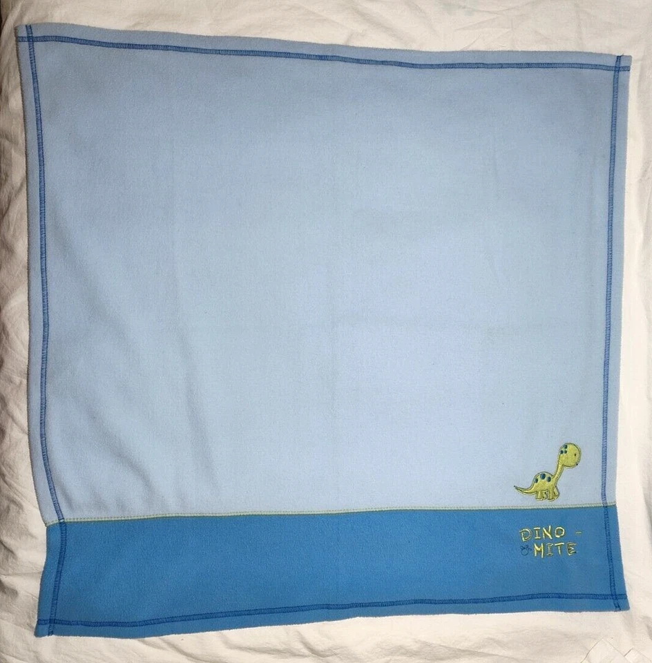 Cutie Pie Blue Dino-Mite Dinosaur Baby Blanket Lovey 30x30 Fleece Security Boy - Image 2 of 3