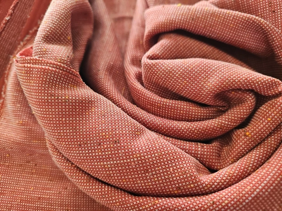 Vintage Red Slub Stretch Knit Polyester Fabric 60" wide x 30" long 1-pc Remnant - Image 2 of 4