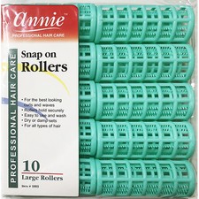 ANNIE SNAP ON ROLLERS 1003, 10 COUNT GREEN LARGE 7/8"