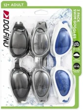 Dolfino Racer - Gafas de natación para adultos, multicolor, unisex (paquete de 3