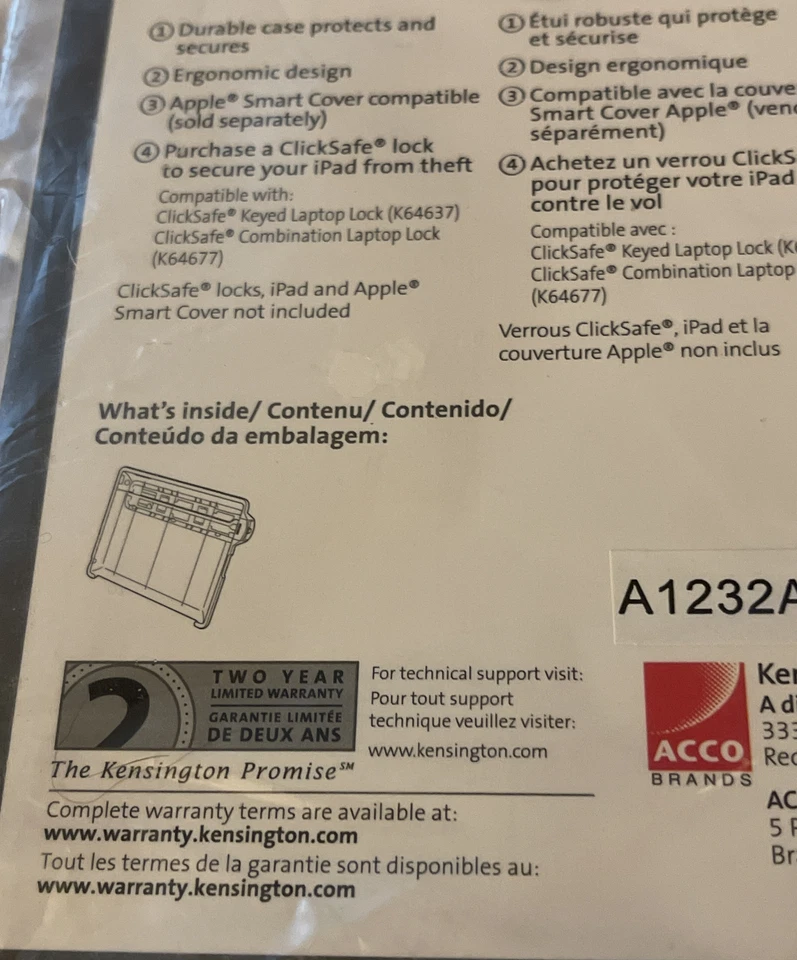 New, Kensington Secureback Case for iPad 2, 3, 4th Gen W/out Perp Lock - Image 4 of 4