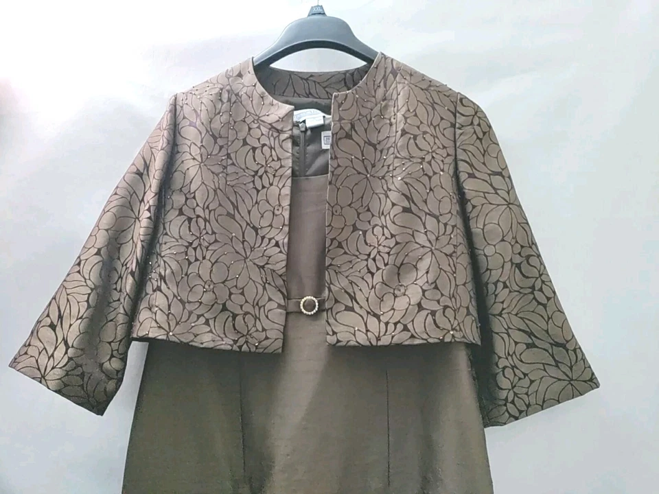 Jessica Howard Formal Cocktail Dress Women's 10 Brown Sleeveless Mother of Bride - Image 2 of 4