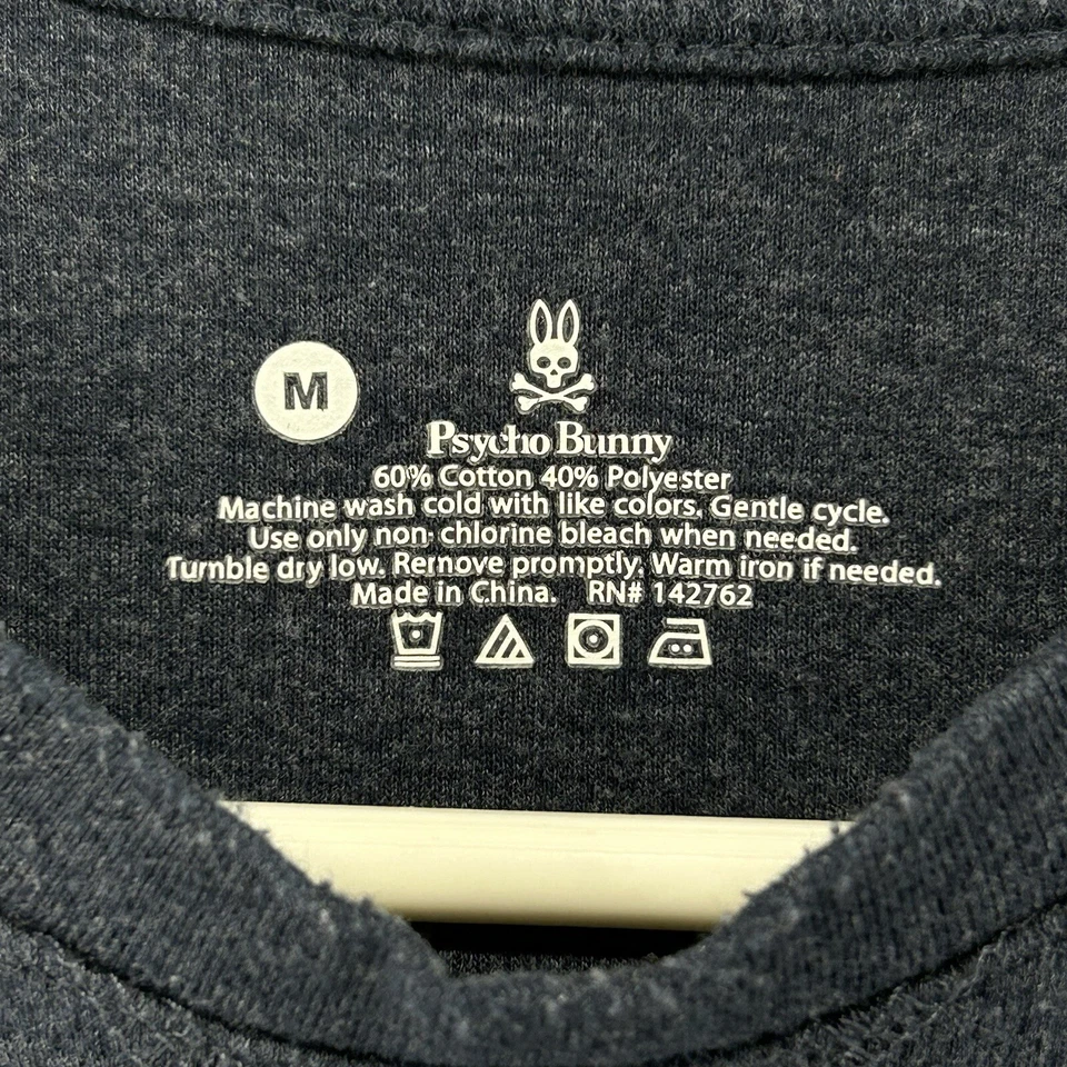 Мужской свитер Psycho Bunny средний синий зимний из хлопковой смеси с круглым вырезом - Изображение 2 из 4