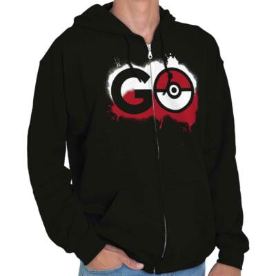 Cool Paint Drip Anime Video Game GO Ball Sweatshirt Zip Up Hoodie Men Women 