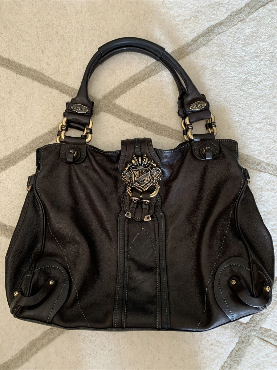 Juicy Couture Brown Leather Bag Turquoise Stitching Bronze Hardware Large  Rare! | eBay