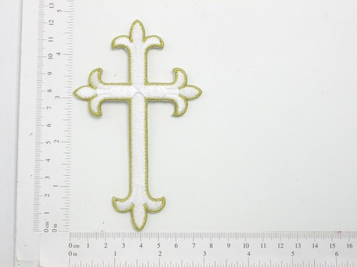 Aplique con parche de hierro cruzado - crucifijo latino 4 3/4" de alto *colores* - Imagen 10 de 11