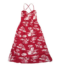 NWT Reformation Pepper in Wildlife Red White Linen Lace-up Back Midi Dress 2