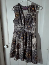 Sweet Sinammon Womens Tan And Black  Sleeveless Dress