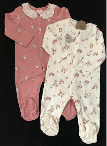 Pagliaccetto 2x Pigiama Bambina Tutto In Uno Peter Rabbit Crescita 6/9 Mesi