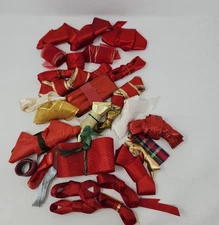 Lot of 17 Vtg Red Gold Satin & Gift Wrapping Ribbon Assorted Ivory Christmas 