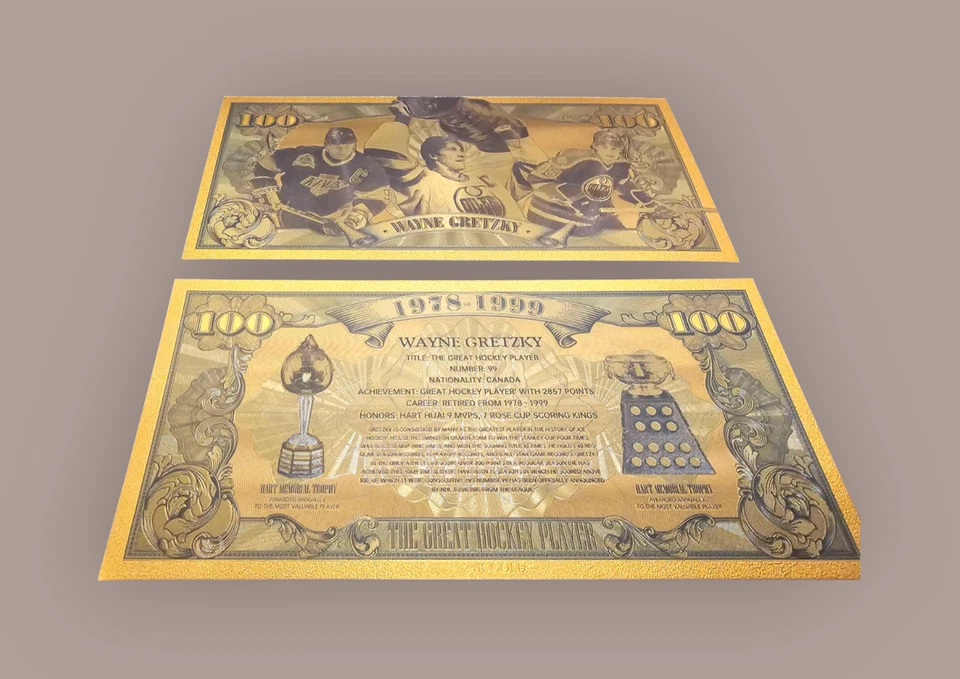   Billete de 100 dólares de lámina de oro Wayne Gretzky Foto 2 de 2