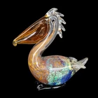 Vintage Hand Blown Art Glass Pelican Bird Figurine Colorful Murano Sculpture