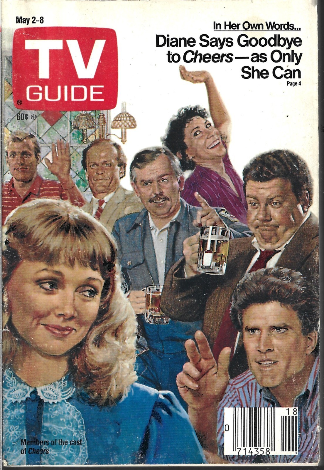 Tv Guide Magazine May 2-8 1987 (Fn/Vf) Cheers, Ted Danson, Shelley Long Leaves