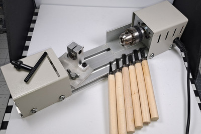 Mini Electric Woodworking Lathe Manual Control with Woodturning Tools