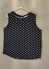 Loft Women Top Extra Large Black Printed Rayon Blend Sleeveless Casual Fit Tank