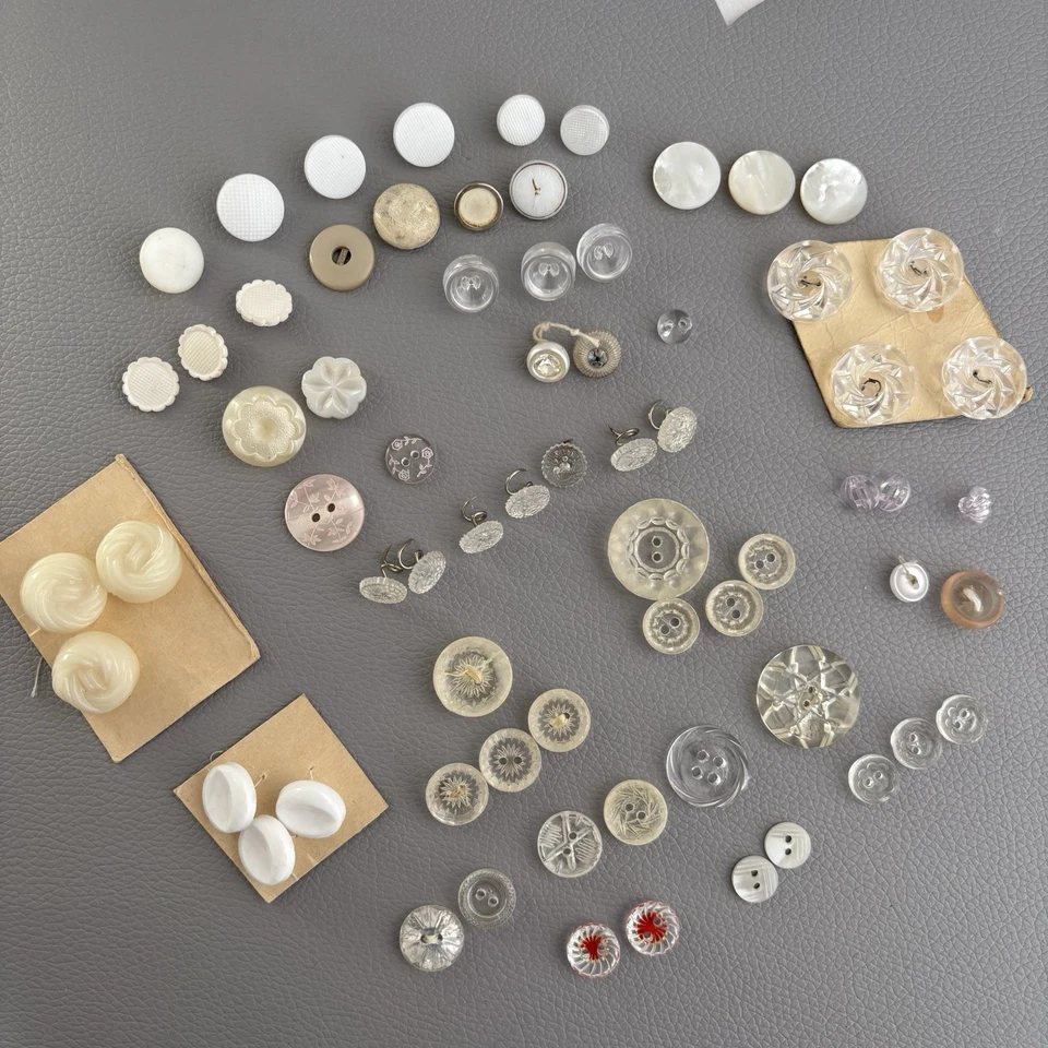 Vintage Glass Lucite Celluloid Button Lot ~ 69  Mixed Styles 1930’s-50’s - Image 4 of 4
