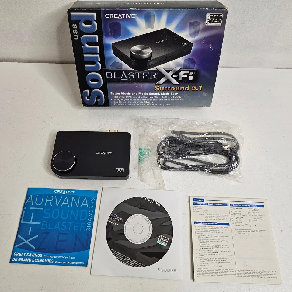 Creative Sound Blaster X-Fi Surround 5.1 USB Soundkarte SB1090 mit Kabel & CD