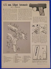 1956 AUGUST MENZ 4.25mm LILIPUT PISTOL ILLUSTRATED BREAKDOWN 1 PG ARTICLE/AD