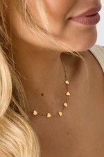 14ct Gold-Plated Heart Pendant Necklace with Beaded Chain Design 2 (17.7 inches)
