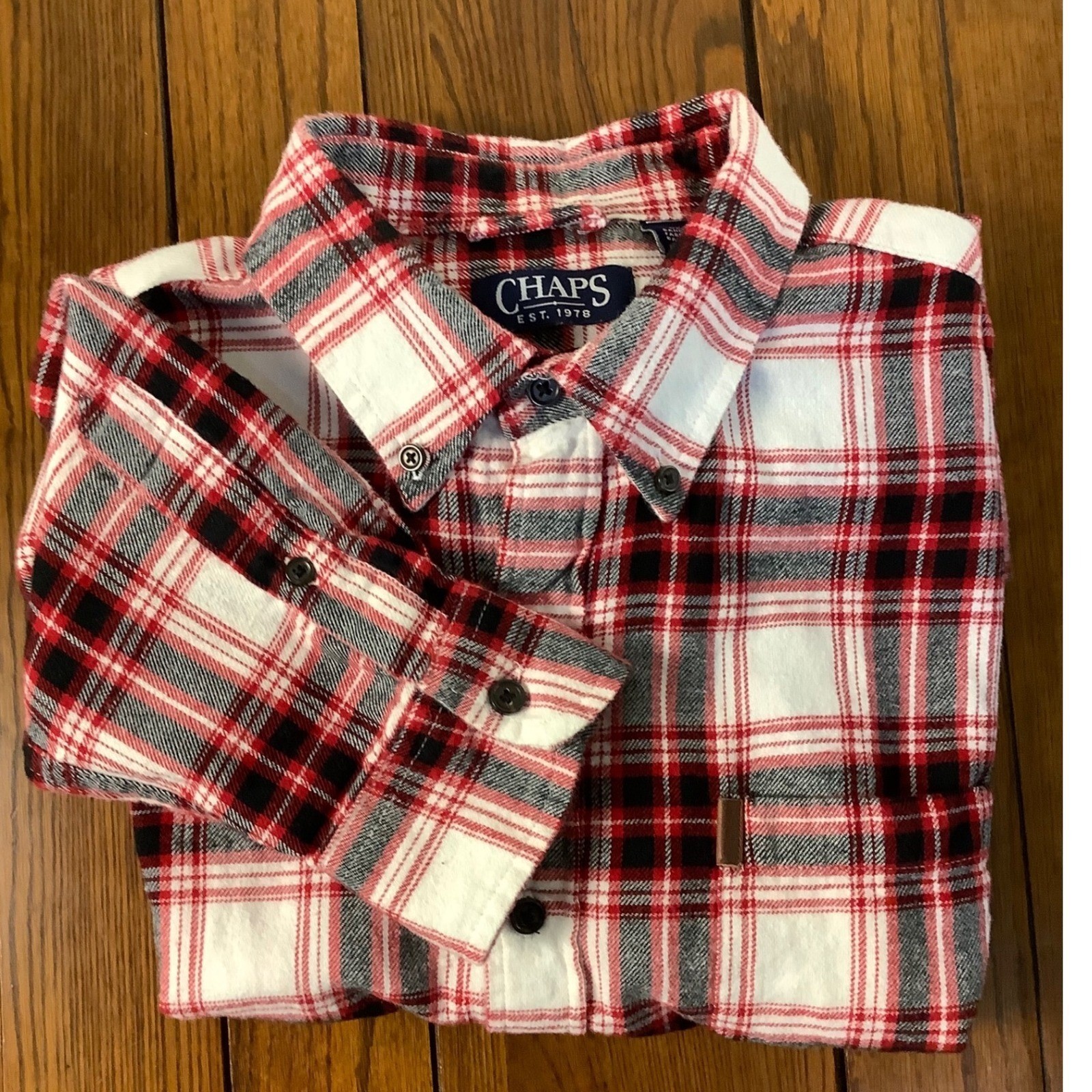 Mens Chaps Performance Button Up Plaid Flannel Sh… - image 1