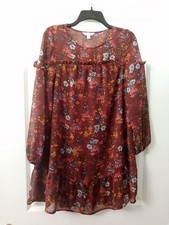 Boho Chic Long Sheer Sleeves Mini Babydoll Dress With Floral Pattern Size XS