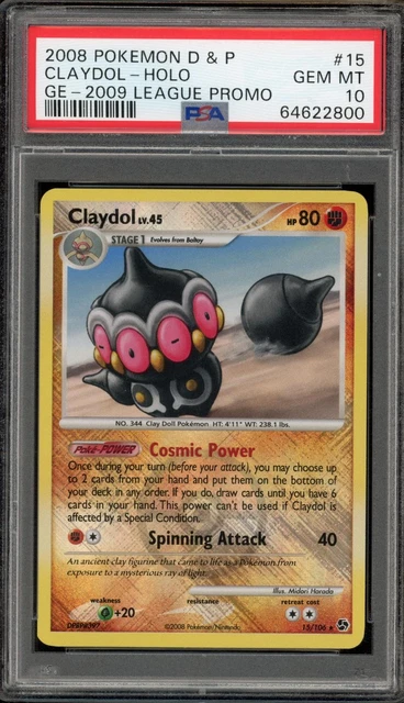 Pokemon Claydol Holo Great Encounters 15/106 Crosshatch 2009 PM League PSA 10