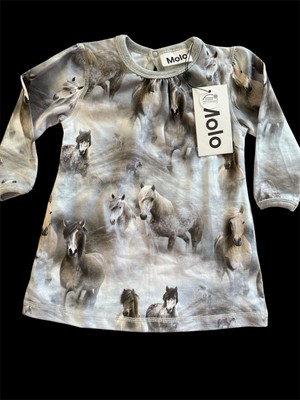 Molo NWT Grey/Brown  Caroline  GOTS Cert Cotton Knit  Pony Dress-9Mos (74 Cm)