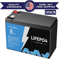12V 6Ah LiFePO4 Deep Cycle Battery Built-in 6Ah BMS 1280Wh Energy for RV, Solar