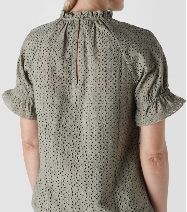 BNWT Whistles Broderie Ruffle Top in Olive - size UK 6 - RRP$239 image 2