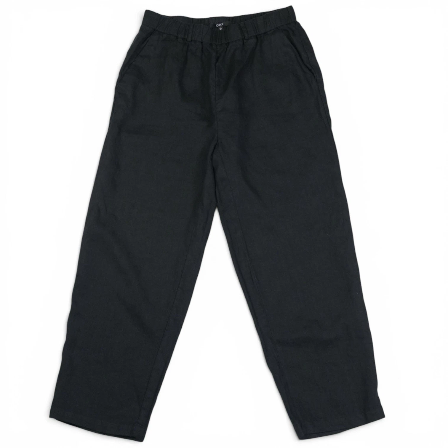 Quince 100% European Linen Pants Womens Small Black Pull On Crop Ankle