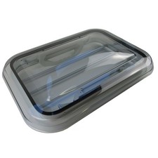 Finestra da esposizione / finestra laterale con griglia di protezione grigio sfumato per rimorchio cavalli